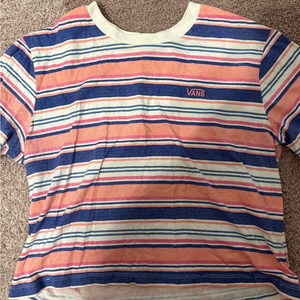 Vans Striped Tee - Peach and Navy